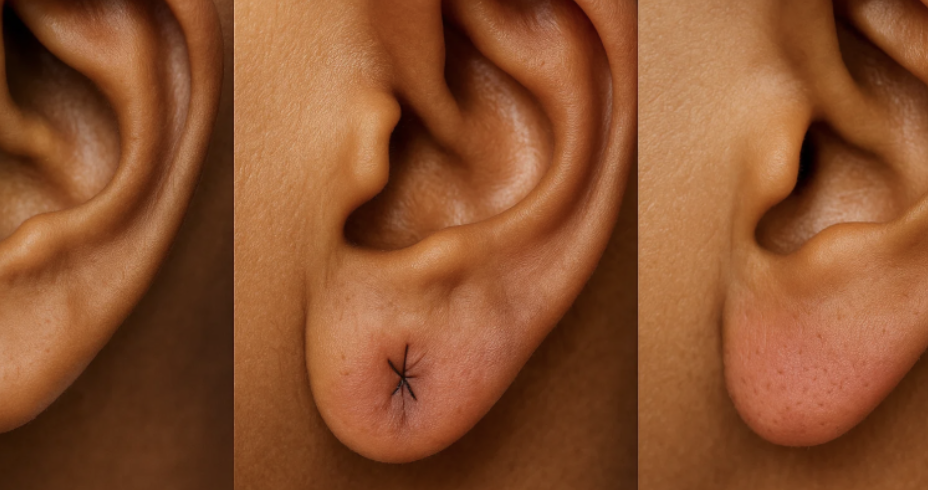 Earlobe repair treatment